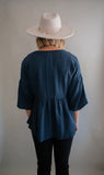The Mei Gingham Top (Navy)