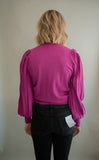 The Keene Ribbed Sleeve Top (Magenta)