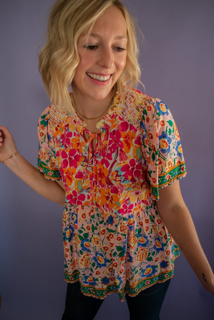 The Gracyn Floral Top (Pink)