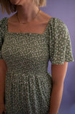 The Iris Smocked Dress (Green)