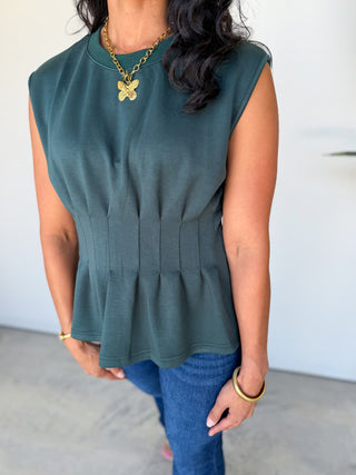 The Jianna Pleated Top (Forest)