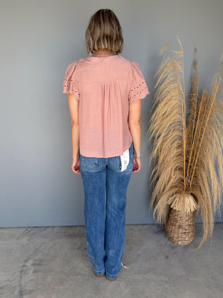 The Harper Eyelet Top (Blush)