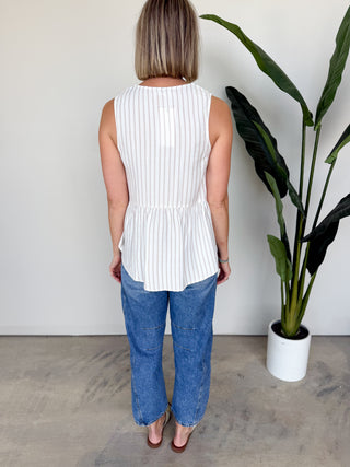 The Encino Striped Top (Taupe)