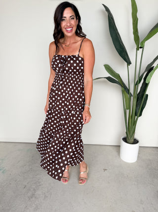 The Vivian Polkadot Dress (Brown)