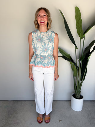 The Gardenia Embroidered Top (Blue)
