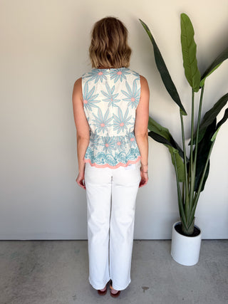 The Gardenia Embroidered Top (Blue)