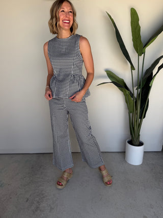 The Destin Gingham Top (Navy)