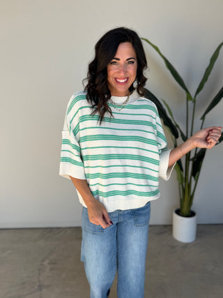 The Terry Striped Sweater (Green)