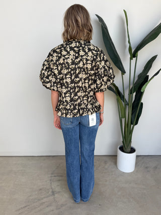The Bernice Floral Top (Black)