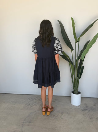 The Willard Embroidered Dress (Navy)