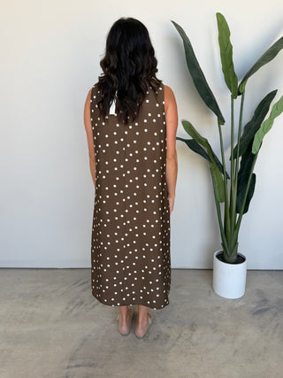 The Magda Polka Dot Dress (Brown)