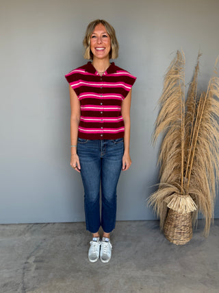 The Chloe Button Sweater (Pink)