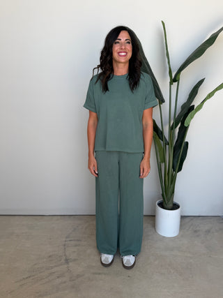 The Hudson Ribbed Pants (Sage)
