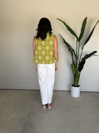 The Lucia Embroidered Top (Lime)