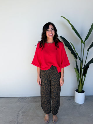 The Tavia Waffle Top (Red)