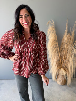 The Julie Polkadot Top (Rust)