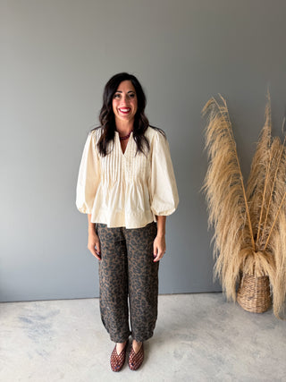 The Krysten Pleated Top (Cream)