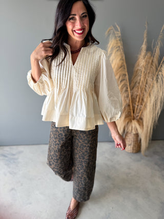 The Krysten Pleated Top (Cream)