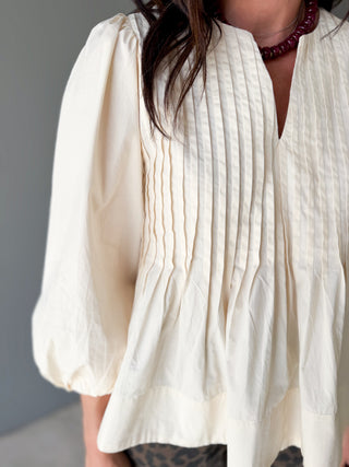 The Krysten Pleated Top (Cream)