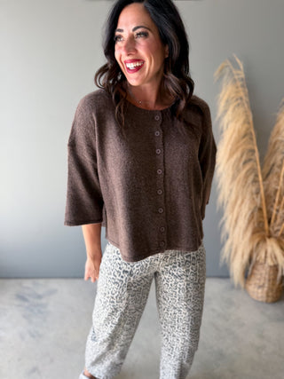 The Hennessy Button Sweater (Mocha)