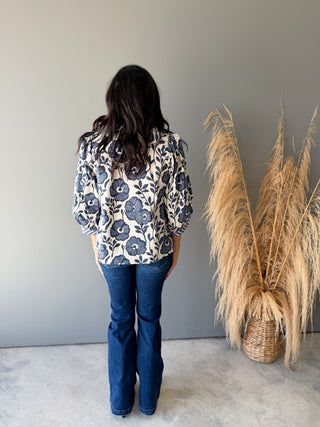 The Stowe Floral Top (Blue)