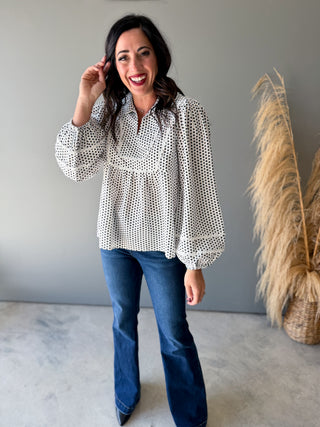 The Julie Polkadot Top (White)