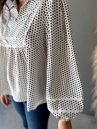 The Julie Polkadot Top (White)