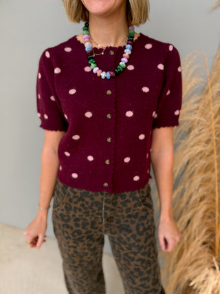 The Kim Polkadot Sweater (Wine)