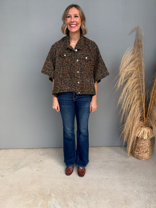 The Niera Leopard Denim Poncho