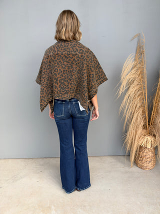 The Niera Leopard Denim Poncho