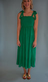The Heidi Smocked Dress (Green)