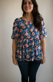 The Poppy Peplum Top (Blue)