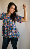 The Poppy Peplum Top (Blue)